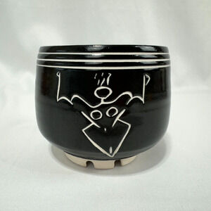 Eileen Goldenberg Pottery Art Vase Nude Woman Sgraffito Black Bowl Flower Pot